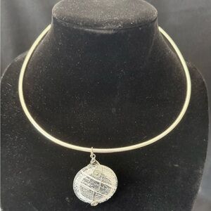 Artisan Handmade Silver Necklace w/ Wire Wrapped Black and White Pendant